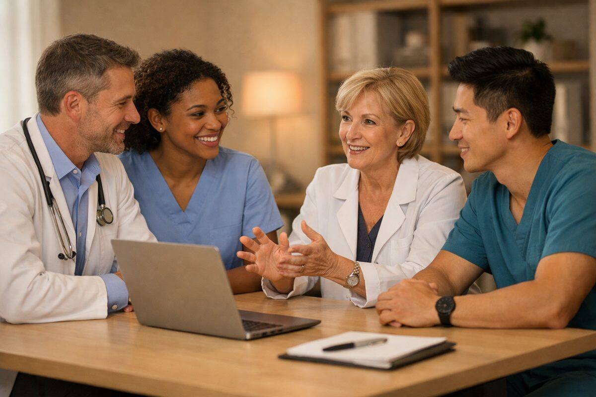 Zorgteam in overleg rond een tafel